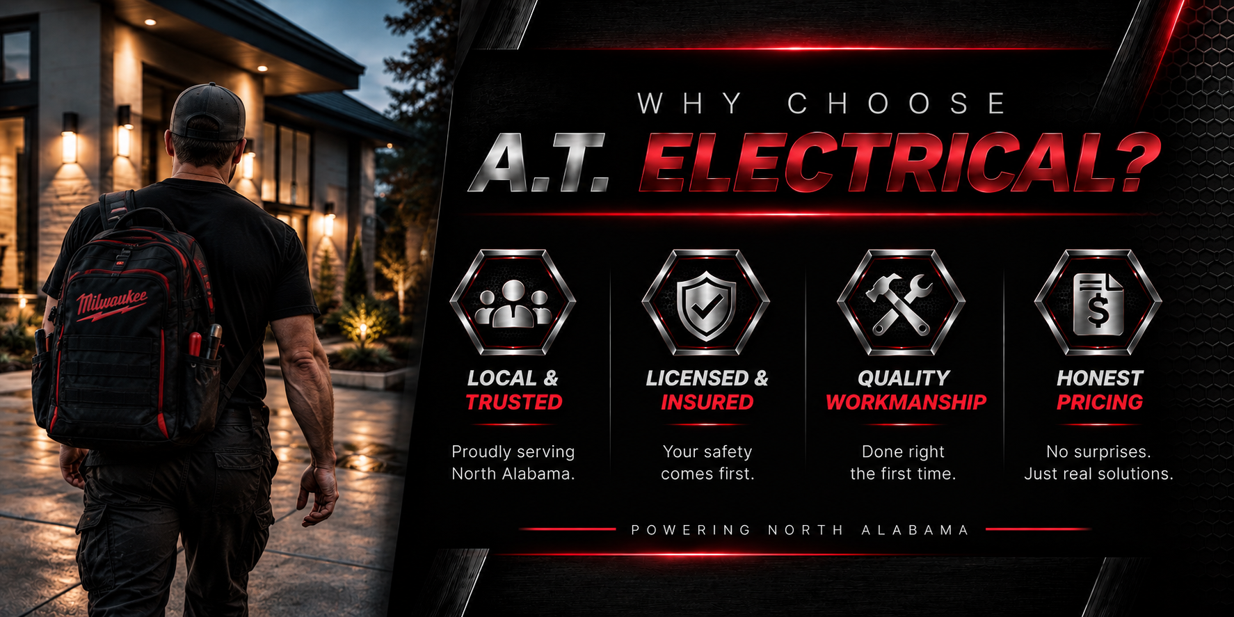 Why Choose A.T. Electrical - Local and Trusted, Licensed and Insured, Quality Workmanship, Honest Pricing